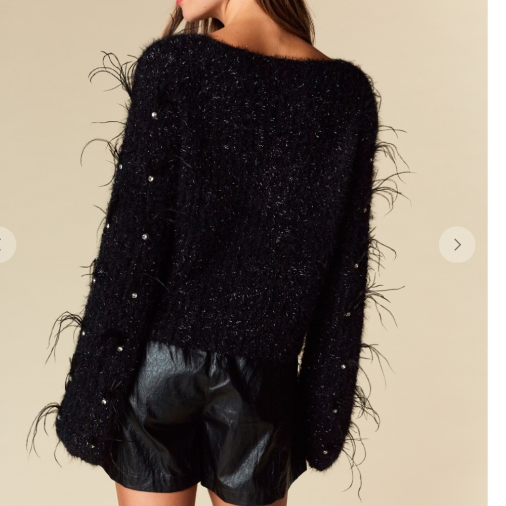 🎉 Rareraw “ Katrina “ Rareraw Knit Sweater with Feather & Rhinestone Accents 37 - Picture 8 of 10
